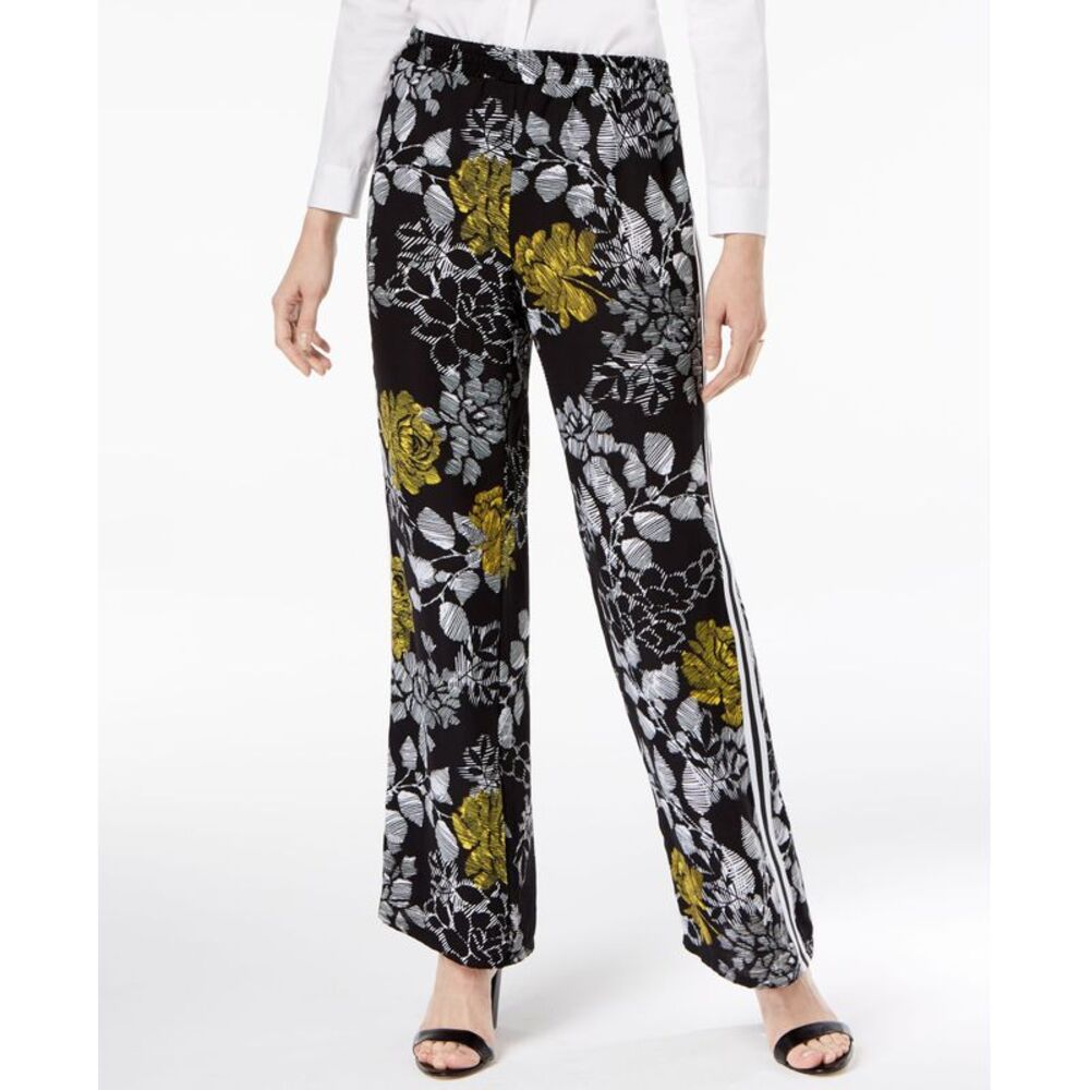 NY Collection Printed Striped Wide Leg Pants
